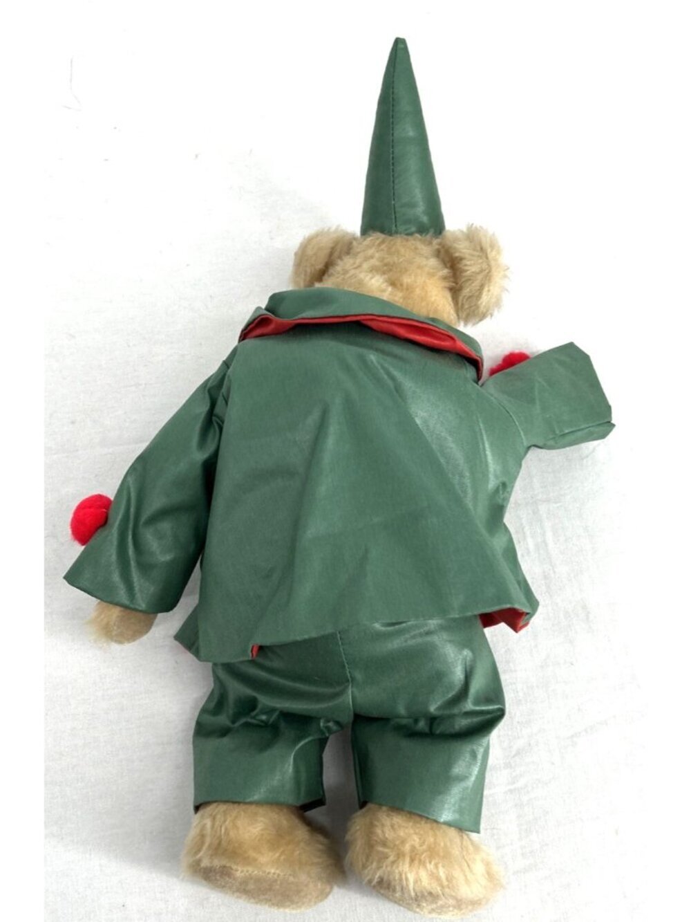 Bearly There Linda Spiegel Artist By Golly 17" Bear Green Jacket Red Pom Poms - Picture 3 of 6